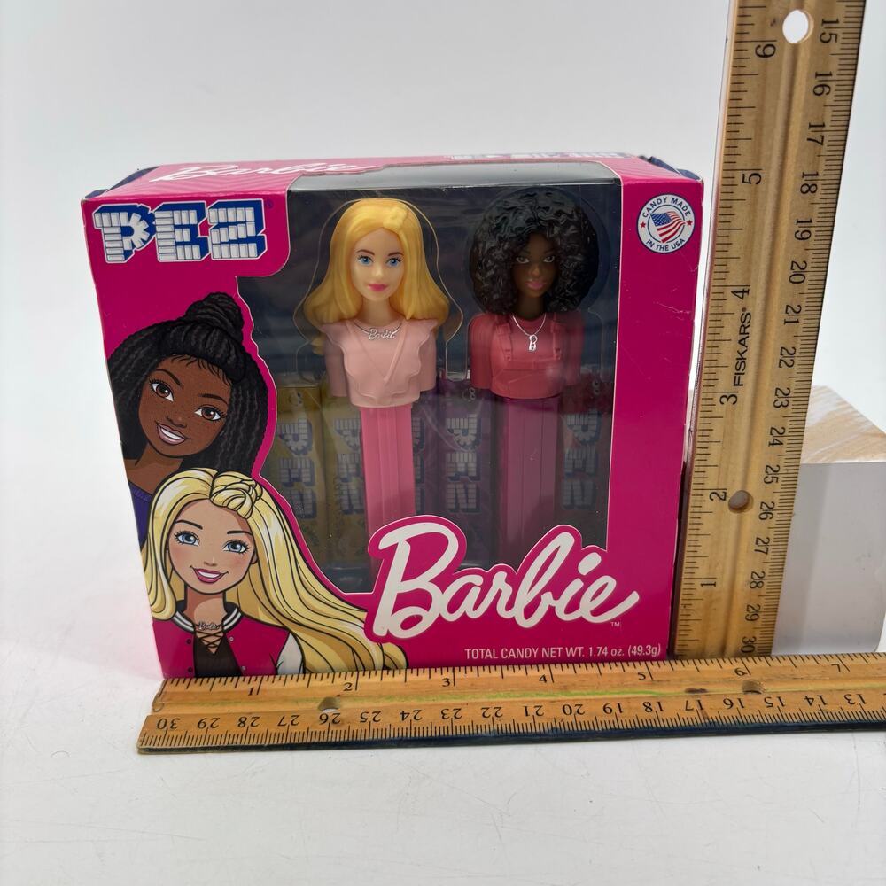 Barbie Twin Box 2024 Set Barbie Gift Pez Dispensers Black & Blond Hair - Picture 2 of 8